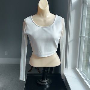 White Sheer sleeve crop top